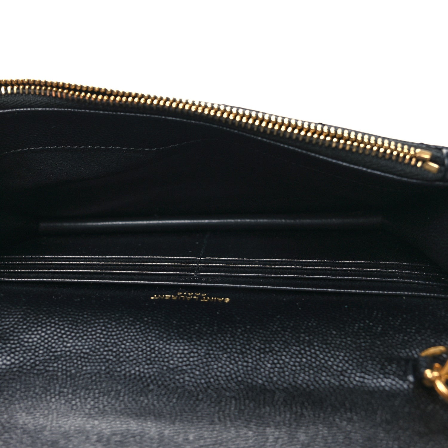 Saint Laurent Grain De Poudre Matelasse Chevron Monogram Envelope Chain Wallet Black 5 of 10