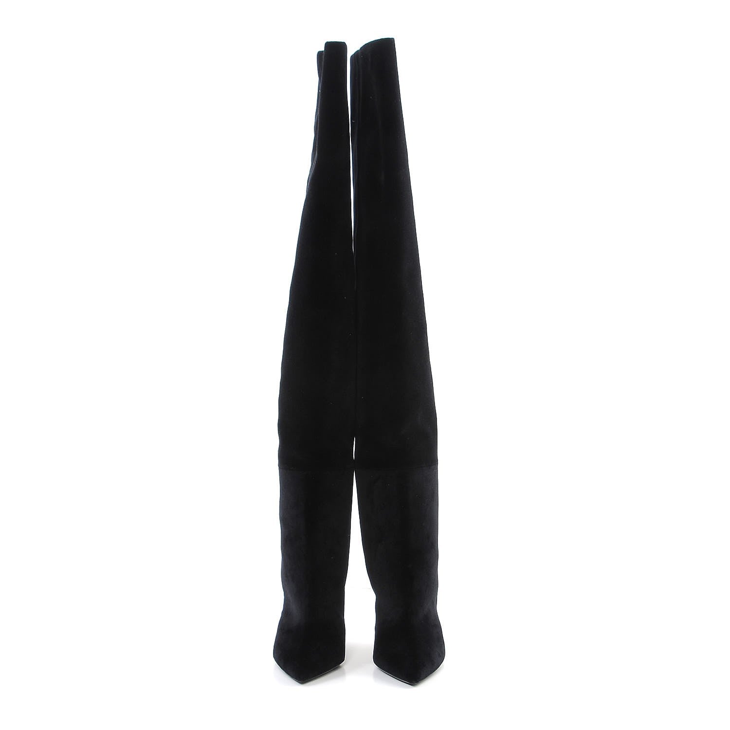 Saint Laurent Velvet Niki 105 Thigh High Boots 39 Black 4 of 7