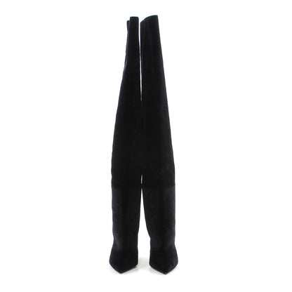 Saint Laurent Velvet Niki 105 Thigh High Boots 39 Black 4 of 7