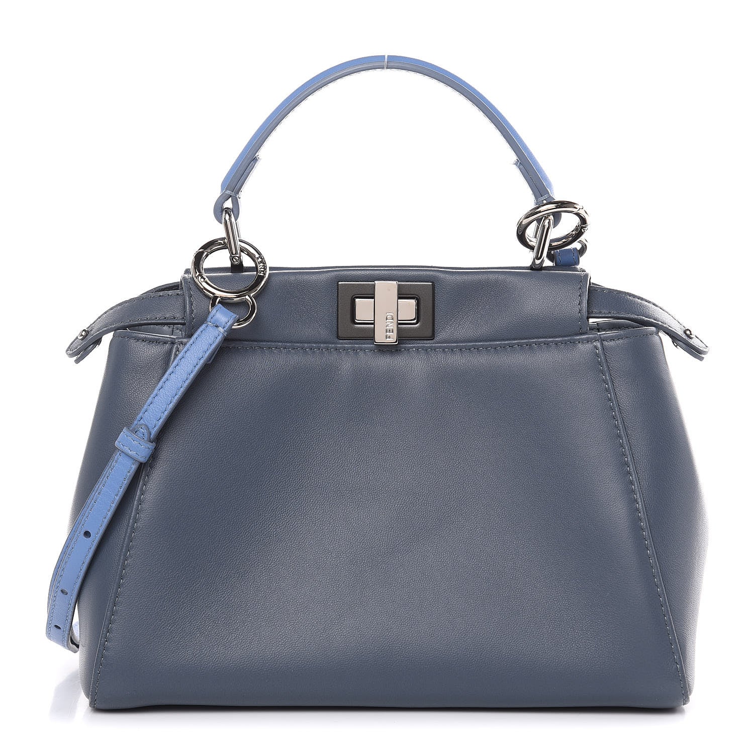 Fendi Nappa Colorblock Mini Peekaboo Iconic Satchel Tempesta Nebula Polvere 1 of 12