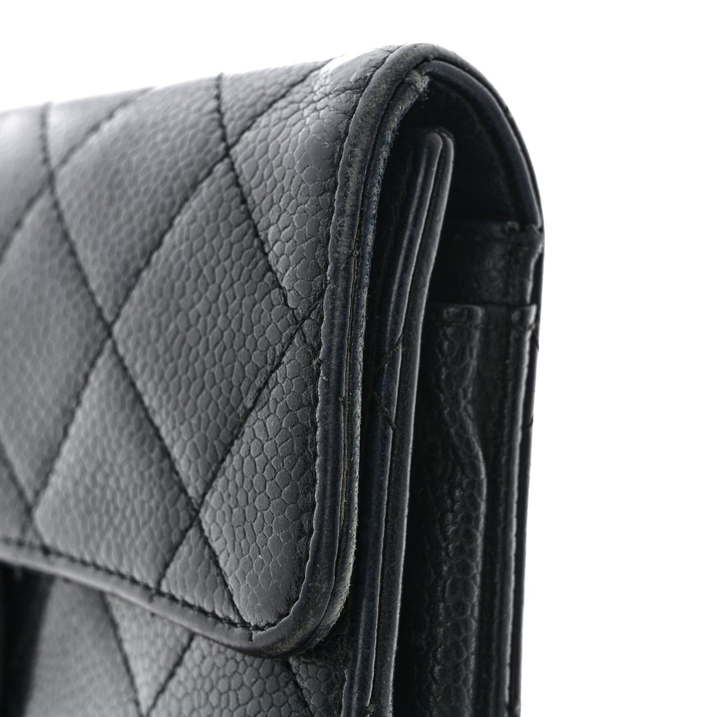 Caviar Quilted Large Flap Wallet Black