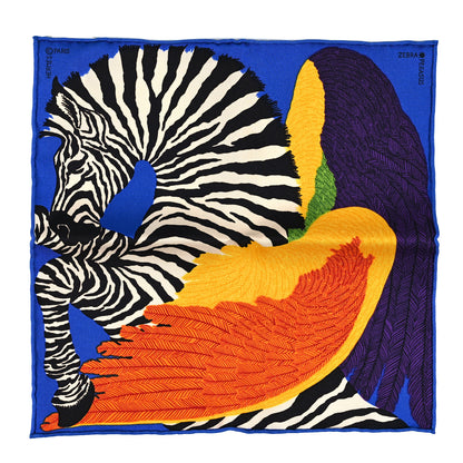 Hermes Silk Carre Zebra Pegasus Nano Scarf 20 Bleu Vif Jaune Blanc 1 of 4