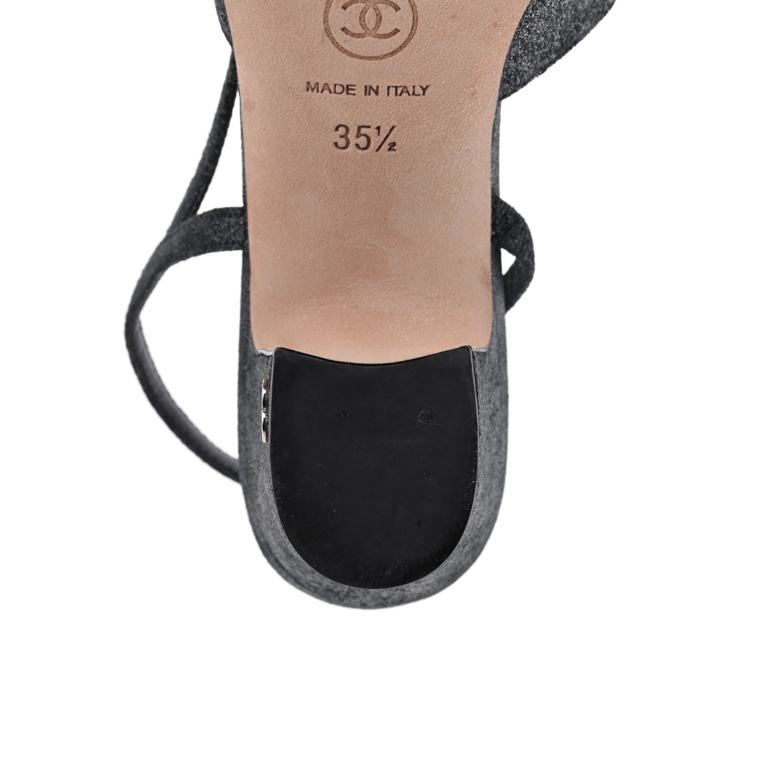Chanel Lambskin Grosgrain Cap Toe CC Slingback Sandals 35.5 Black Silver 11 of 12