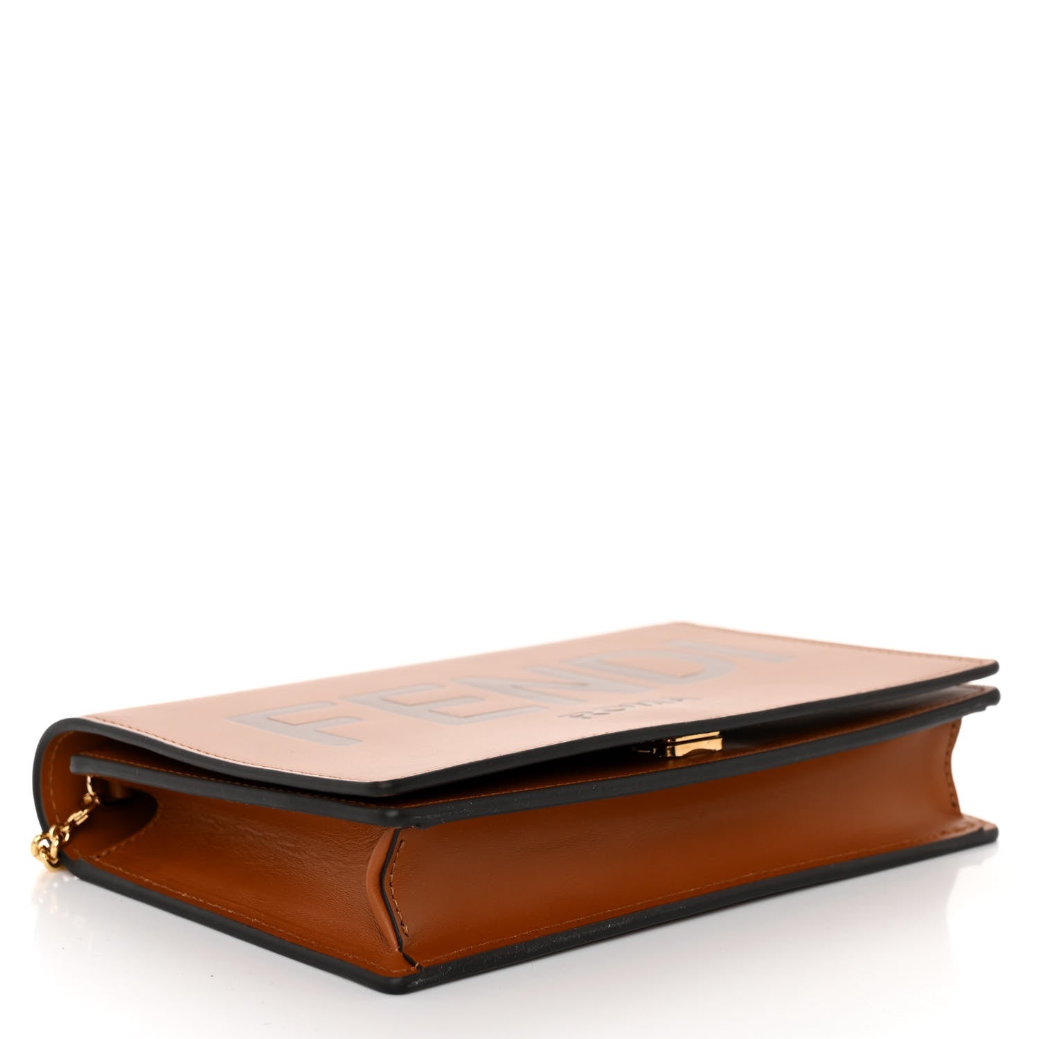 Fendi Vitello King Tamponato Logo Embossed Medium Wallet On Chain Cuoio 4 of 8