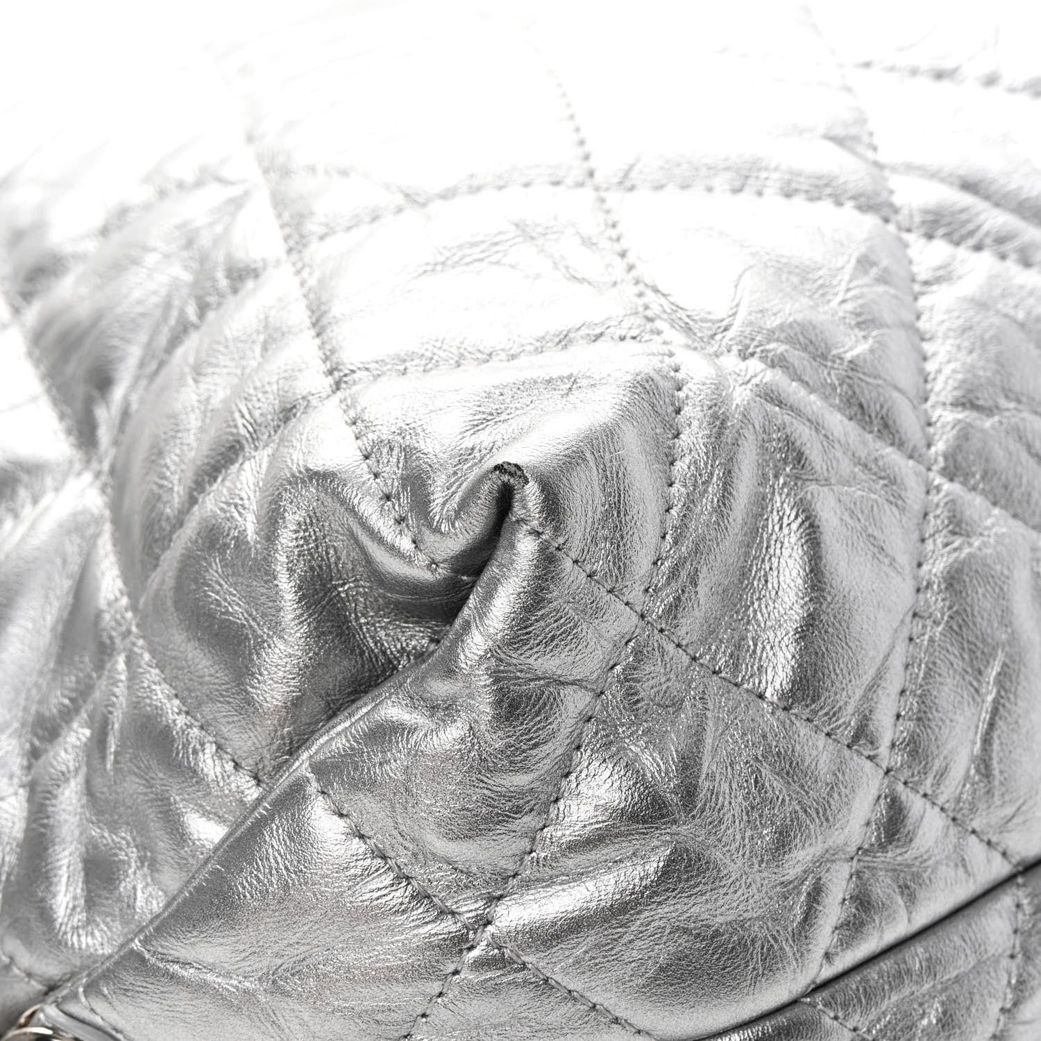 Chanel Metallic Crackled Calfskin Quilted Large Big Bang Hobo Silver 11 of 14