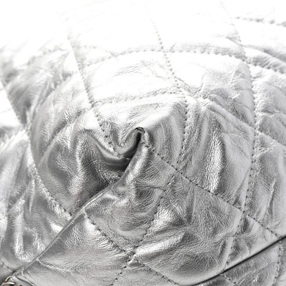 Chanel Metallic Crackled Calfskin Quilted Large Big Bang Hobo Silver 11 of 14