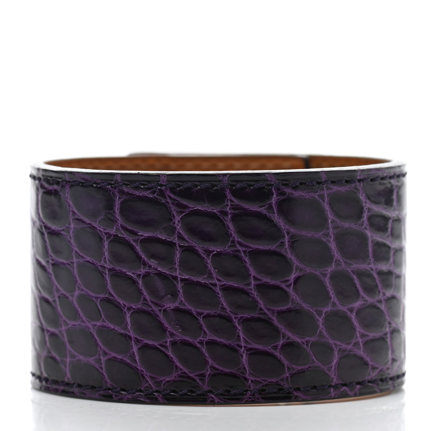 Hermes Shiny Alligator Kelly Dog Cuff Amethyst 3 of 7