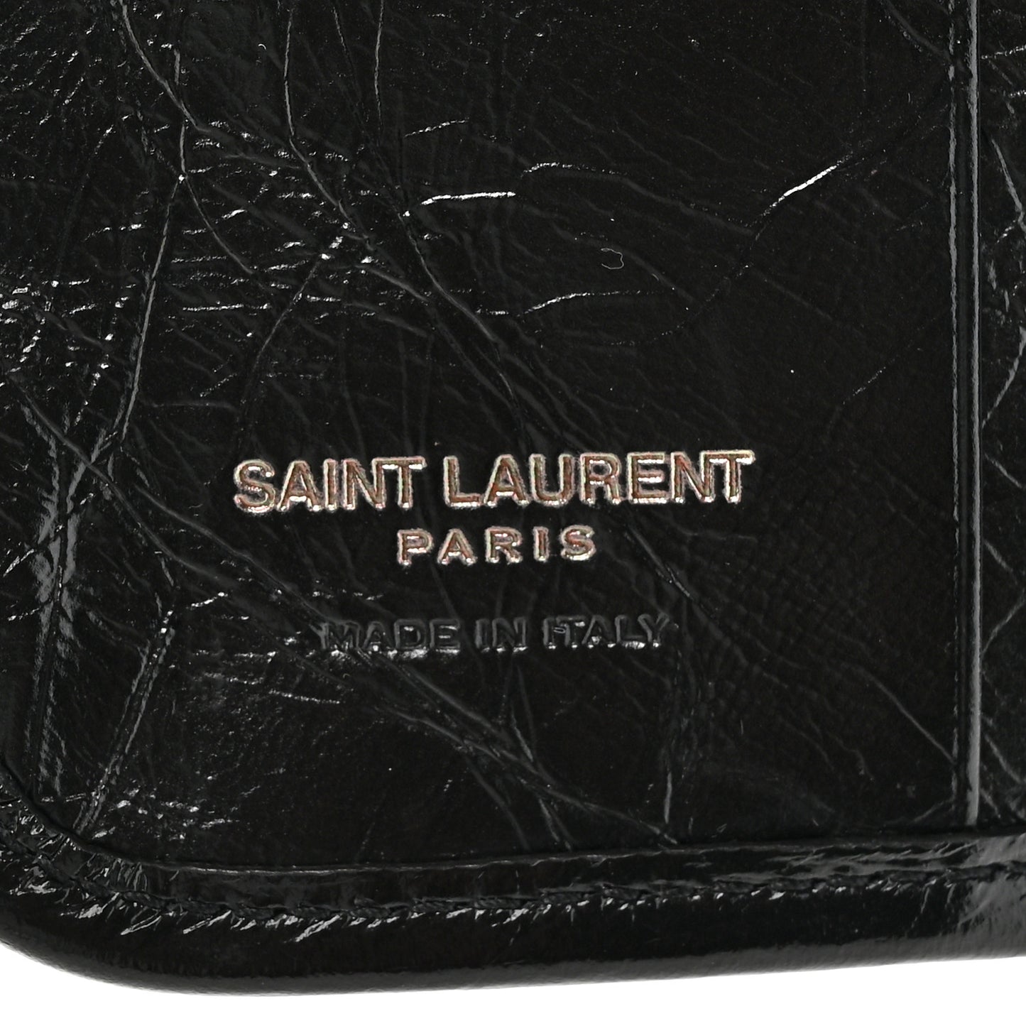 Crinkled Calfskin Matelasse Monogram Niki Card Holder Black