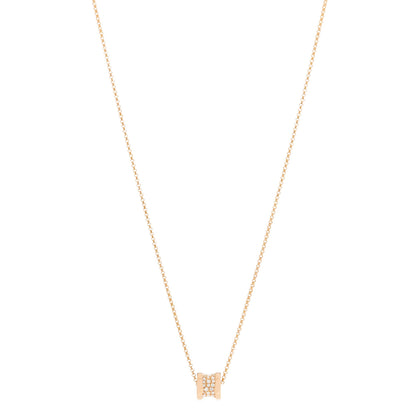 Bulgari 18K Rose Gold Diamond Small B.Zero1 Pave Pendant Necklace 1 of 9