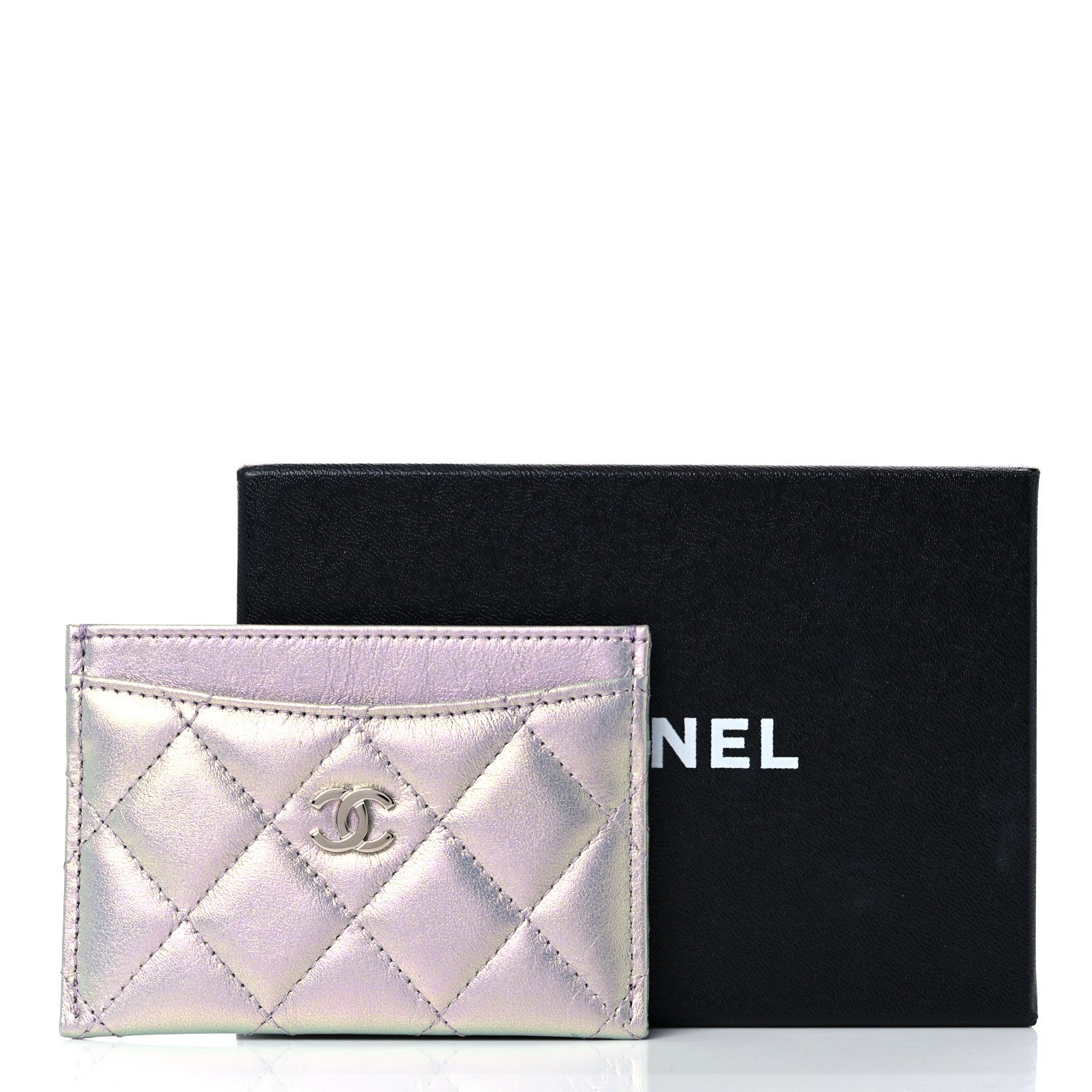 Chanel Iridescent Calfskin Quilted Card Holder Light Purple 10 of 10