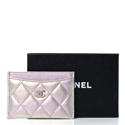 Chanel Iridescent Calfskin Quilted Card Holder Light Purple 10 of 10