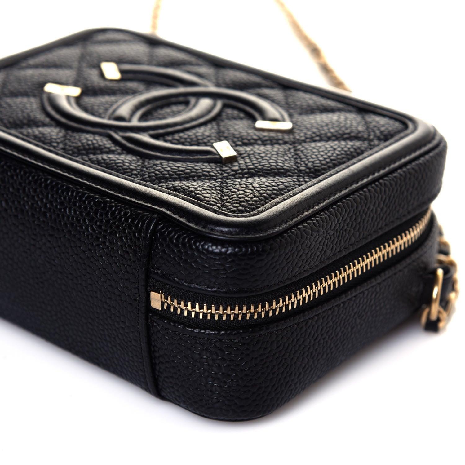 Chanel Caviar Quilted CC Filigree Vanity Clutch With Chain Black 9 of 13