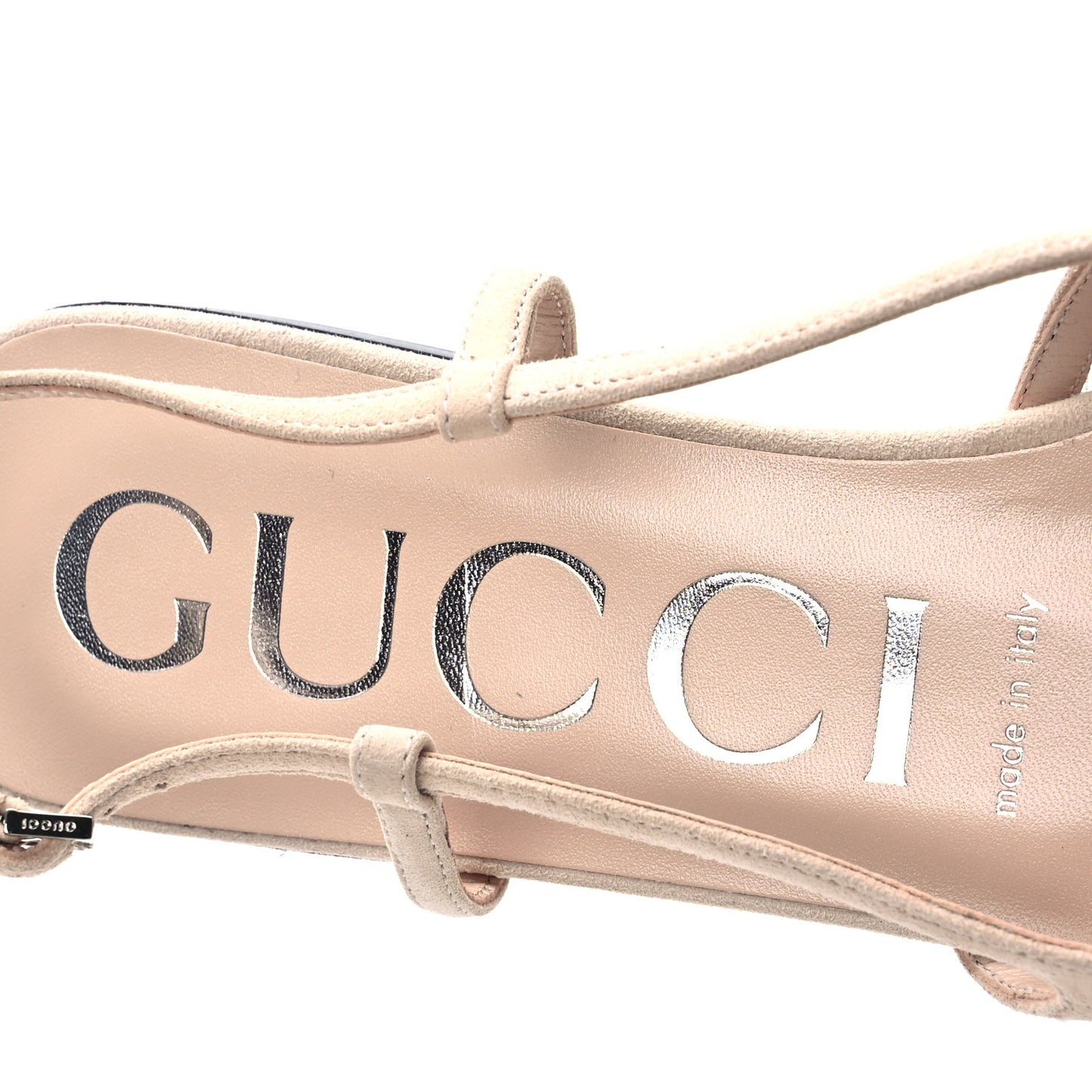 Suede Mesh Crystal GG Monogram Slingback Ballet Flats 39 Light Powder Skin Rose