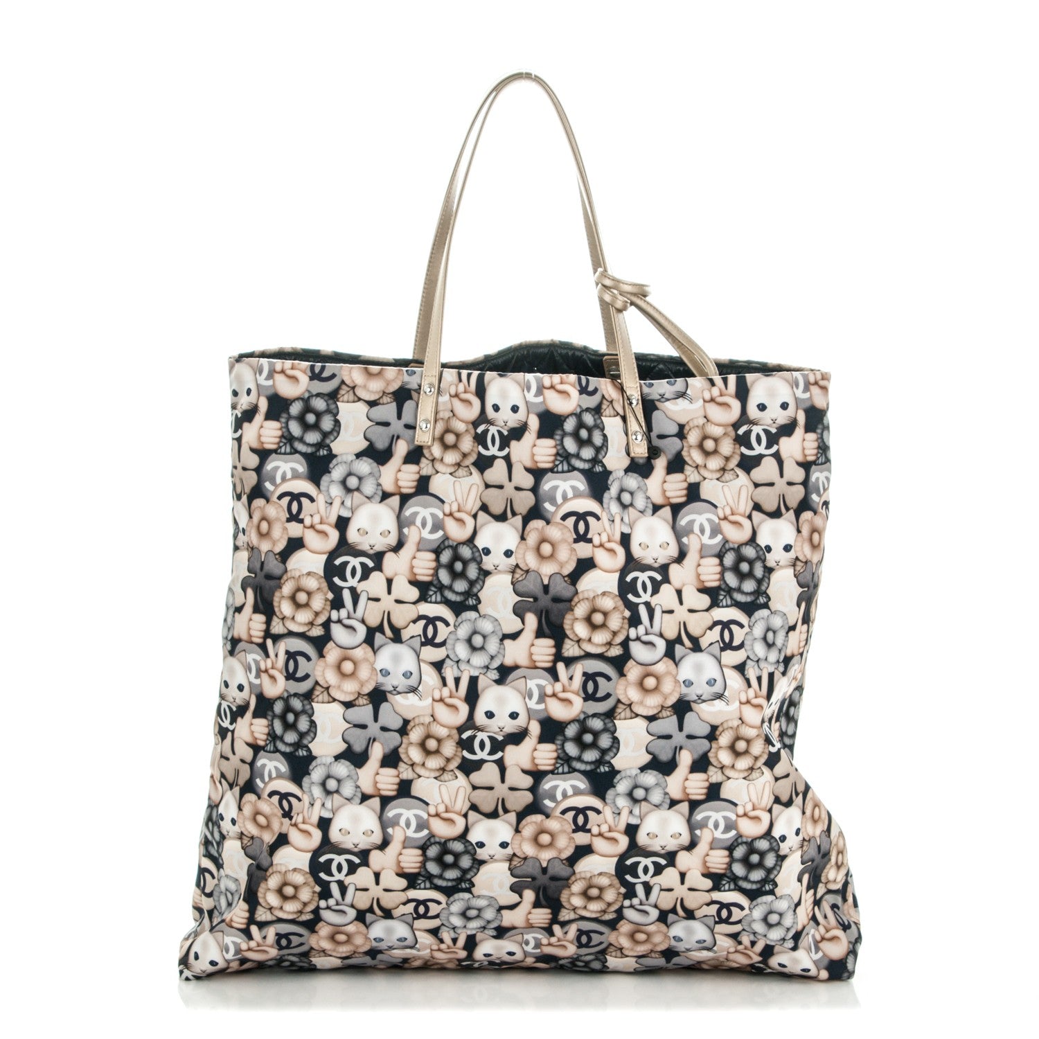 Chanel Nylon Cat Emoticon Tote Navy Gold 1 of 8