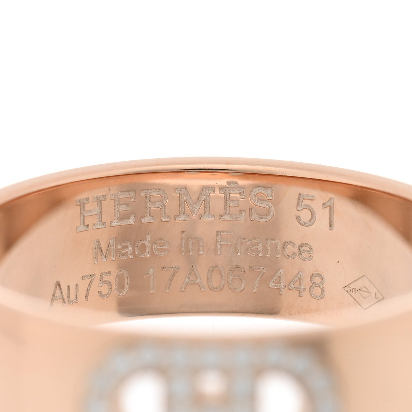 18K Rose Gold Diamond PM H D'Ancre Ring 51 5.75