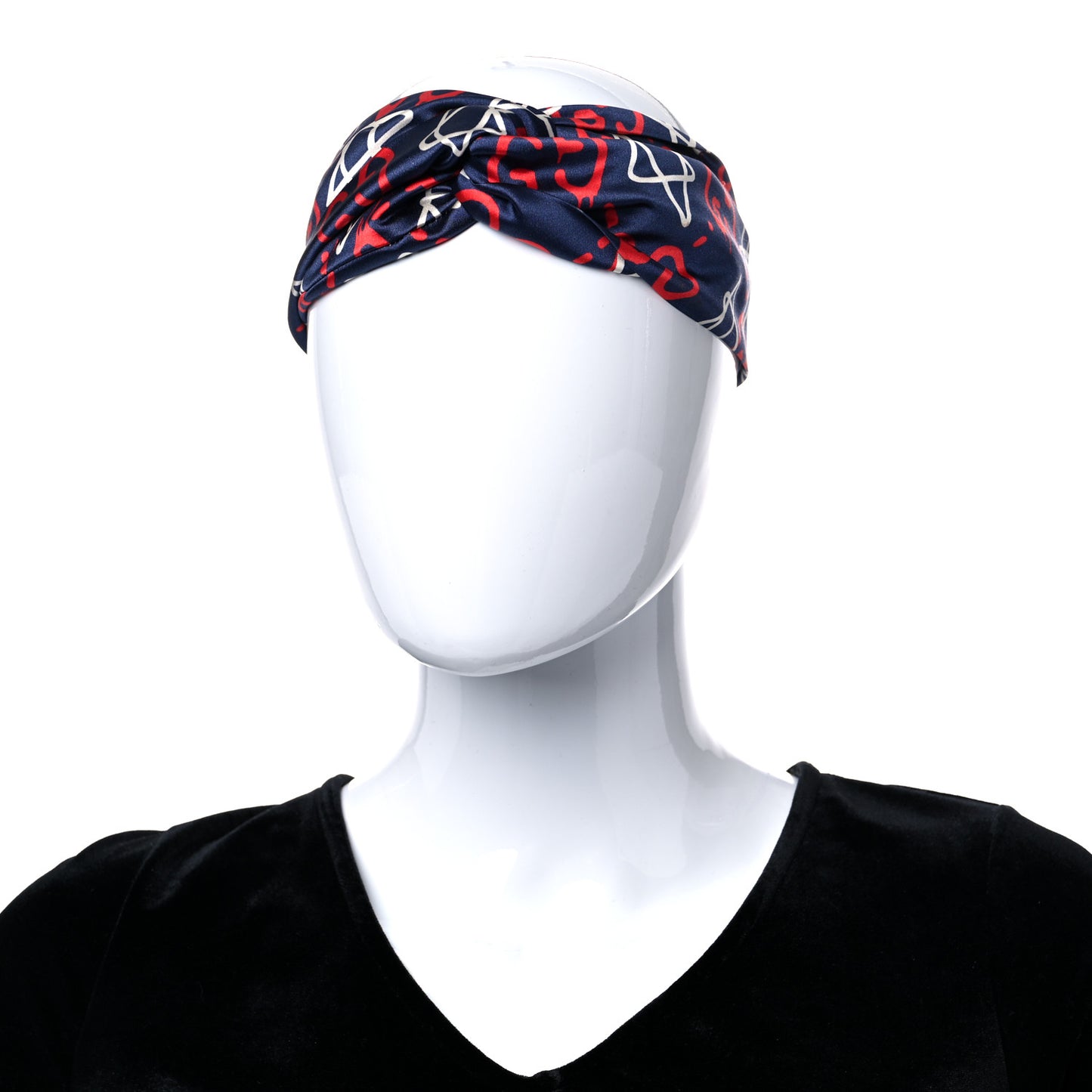 Silk GucciGhost Stars Print Duchesse Headband Sapphire Red