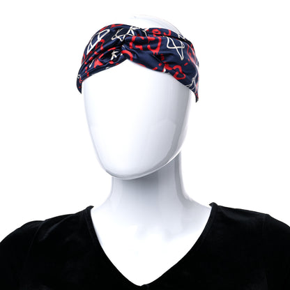 Gucci Silk GucciGhost Stars Print Duchesse Headband Sapphire Red 2 of 8