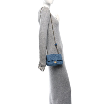 Chanel Denim Quilted Mini Pearl Crush Flap Blue 3 of 9