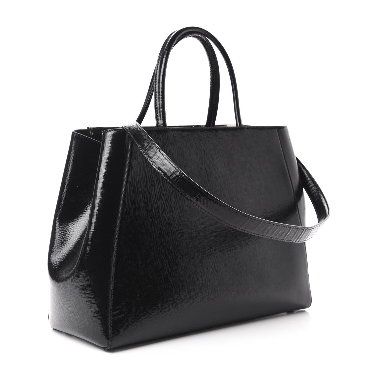 Fendi Patent Vitello Elite Regular 2Jours Tote Black 3 of 12