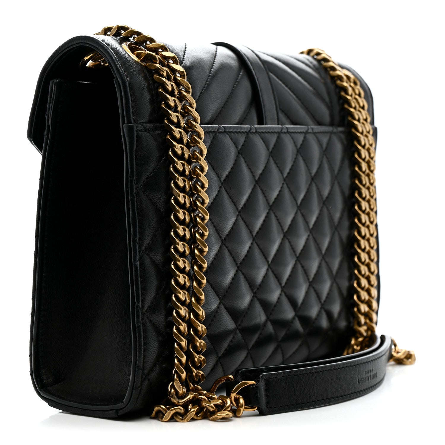 Saint Laurent Lambskin Mixed Matelasse Triquilt Medium Monogram Satchel Black 3 of 10
