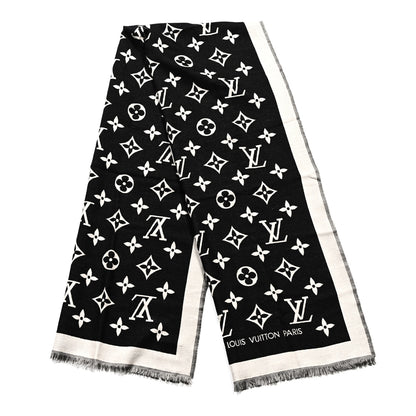Louis Vuitton Silk Wool Monogram Miss LV Stole Black 2 of 3