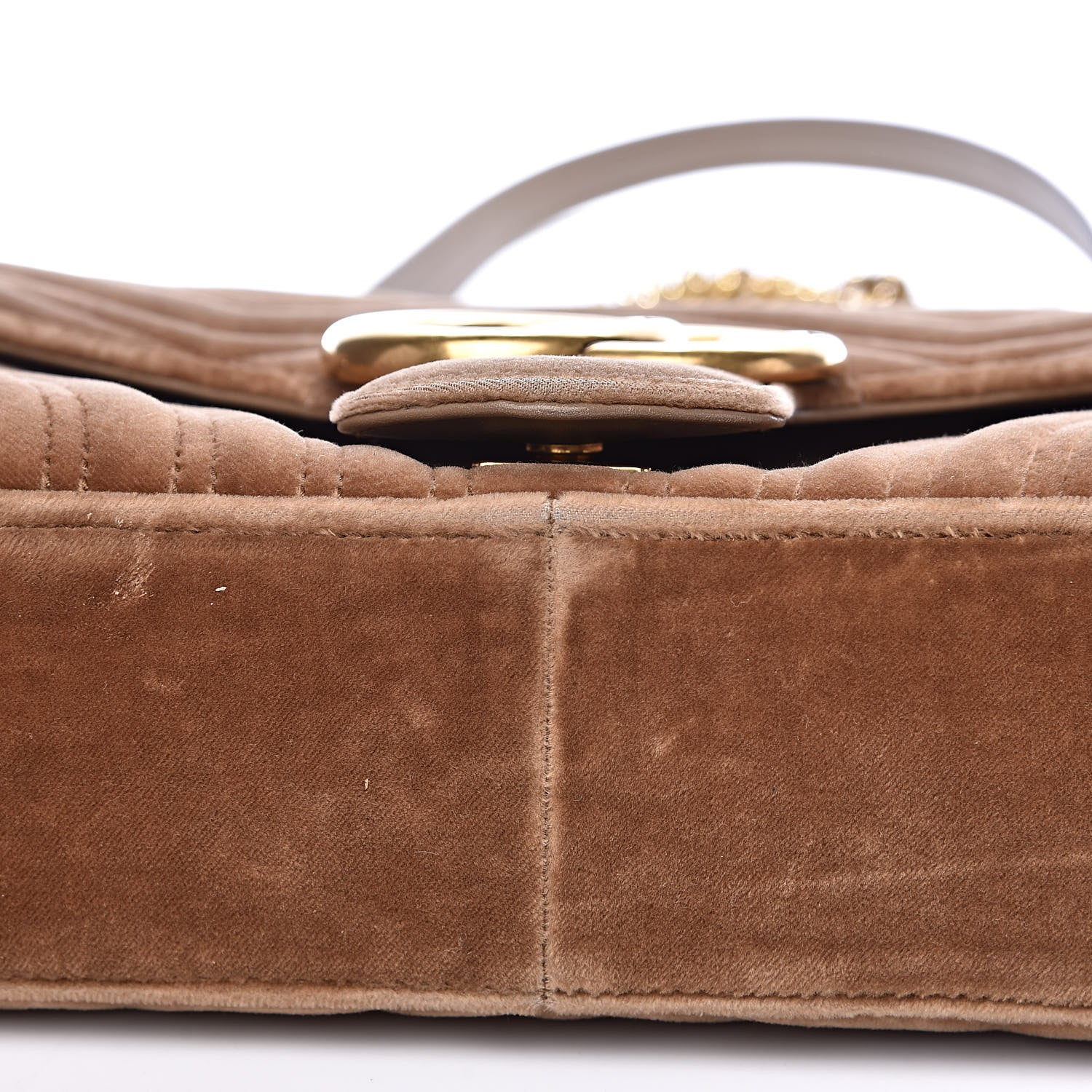 Gucci Velvet Matelasse Medium GG Marmont Shoulder Bag Taupe 12 of 17