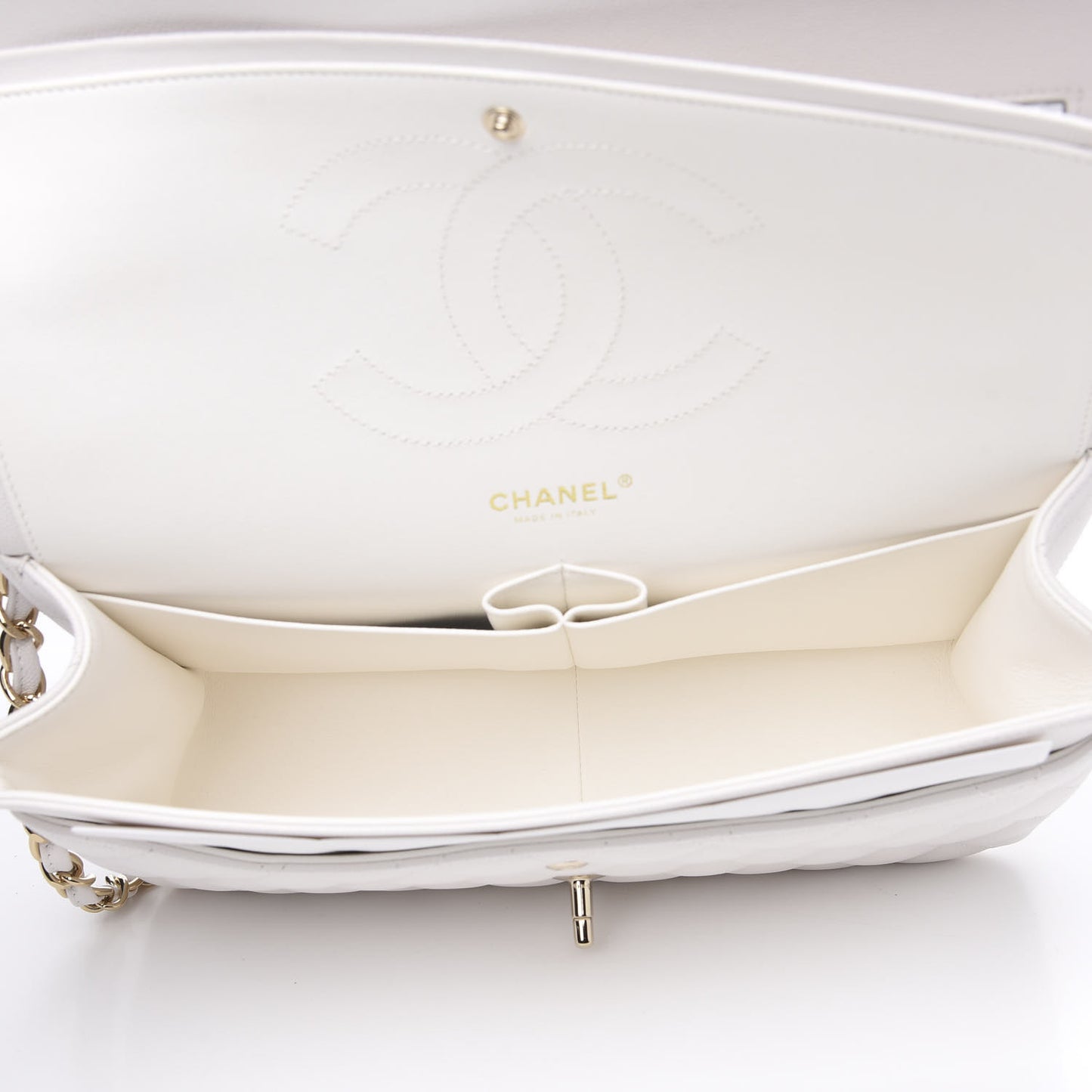 Caviar Quilted Jumbo Double Flap White