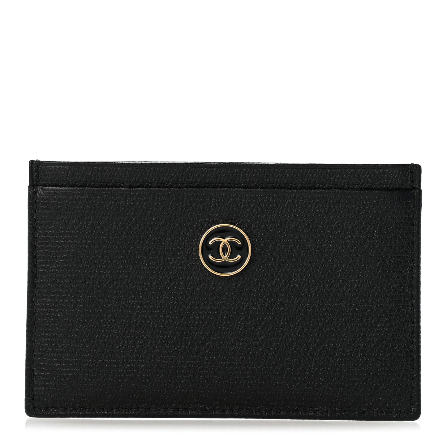 Calfskin Coco Button Card Holder Black