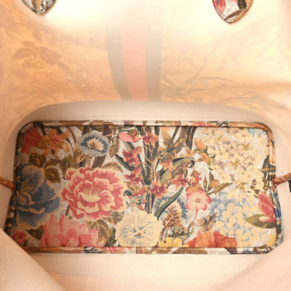 Gucci GG Supreme Monogram Water Flora Web Large Ophidia Tote Beige White Multicolor 6 of 11