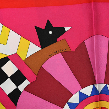 Hermes Silk Cheval De Fete Scarf 90 Fuchsia Rouge Multicolor 2 of 5