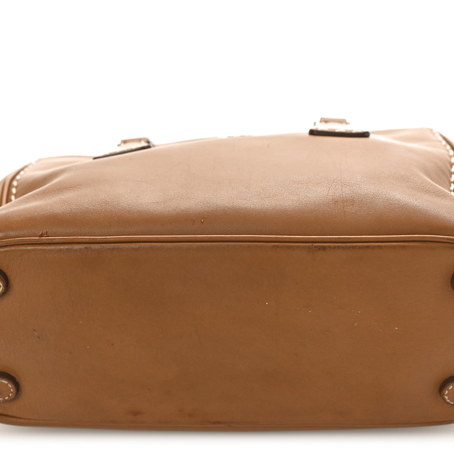 Prada City Calf Mini Hand Stitched Galleria Double Zip Tote Caramel 9 of 14