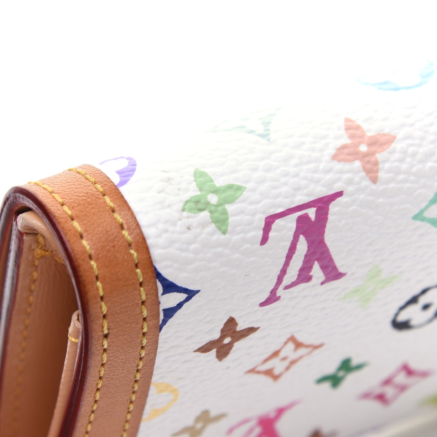 Monogram Multicolor Porte-Monnaie Plat Coin Purse White