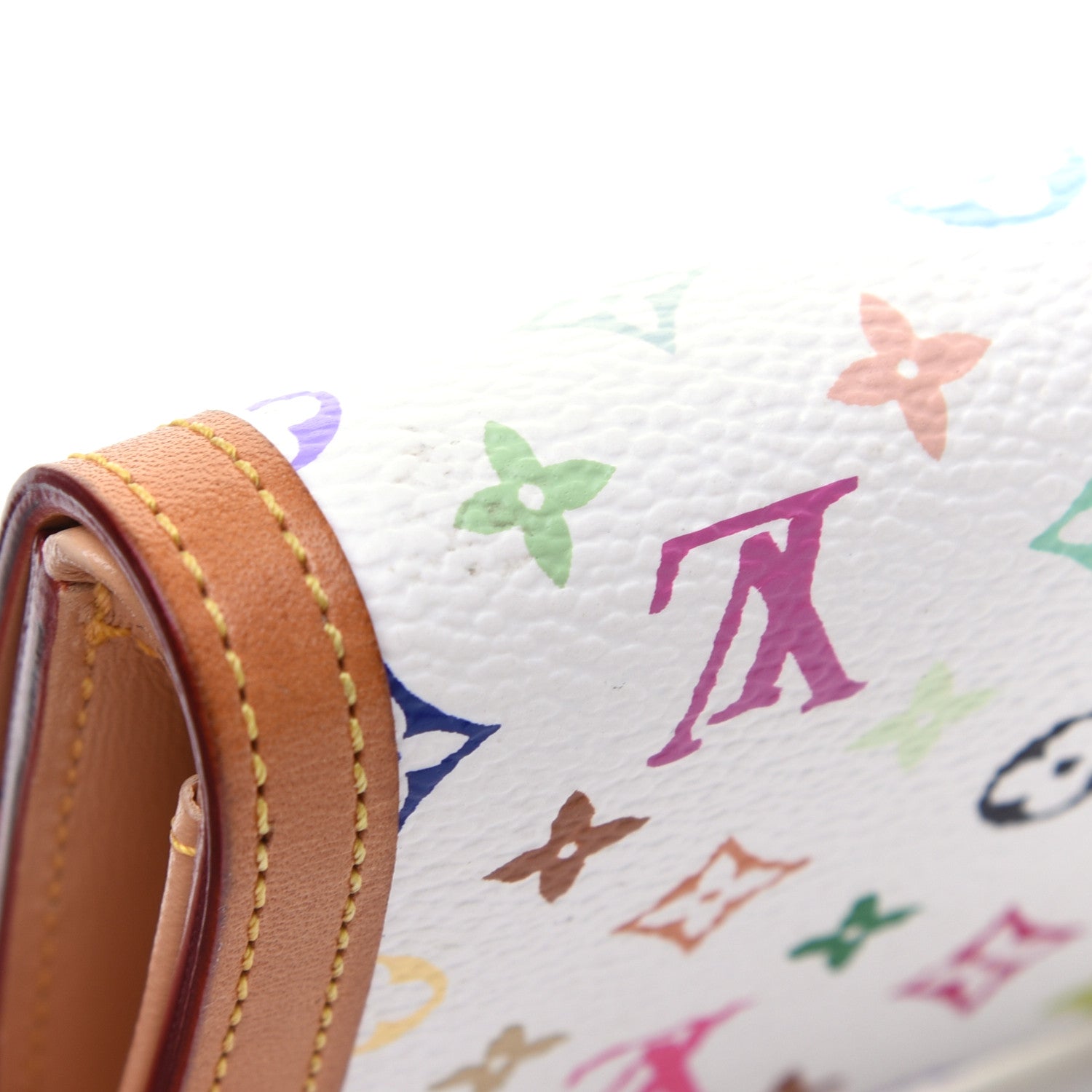 Louis Vuitton Monogram Multicolor Porte-Monnaie Plat Coin Purse White 15 of 17