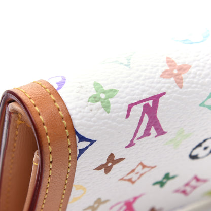 Louis Vuitton Monogram Multicolor Porte-Monnaie Plat Coin Purse White 15 of 17