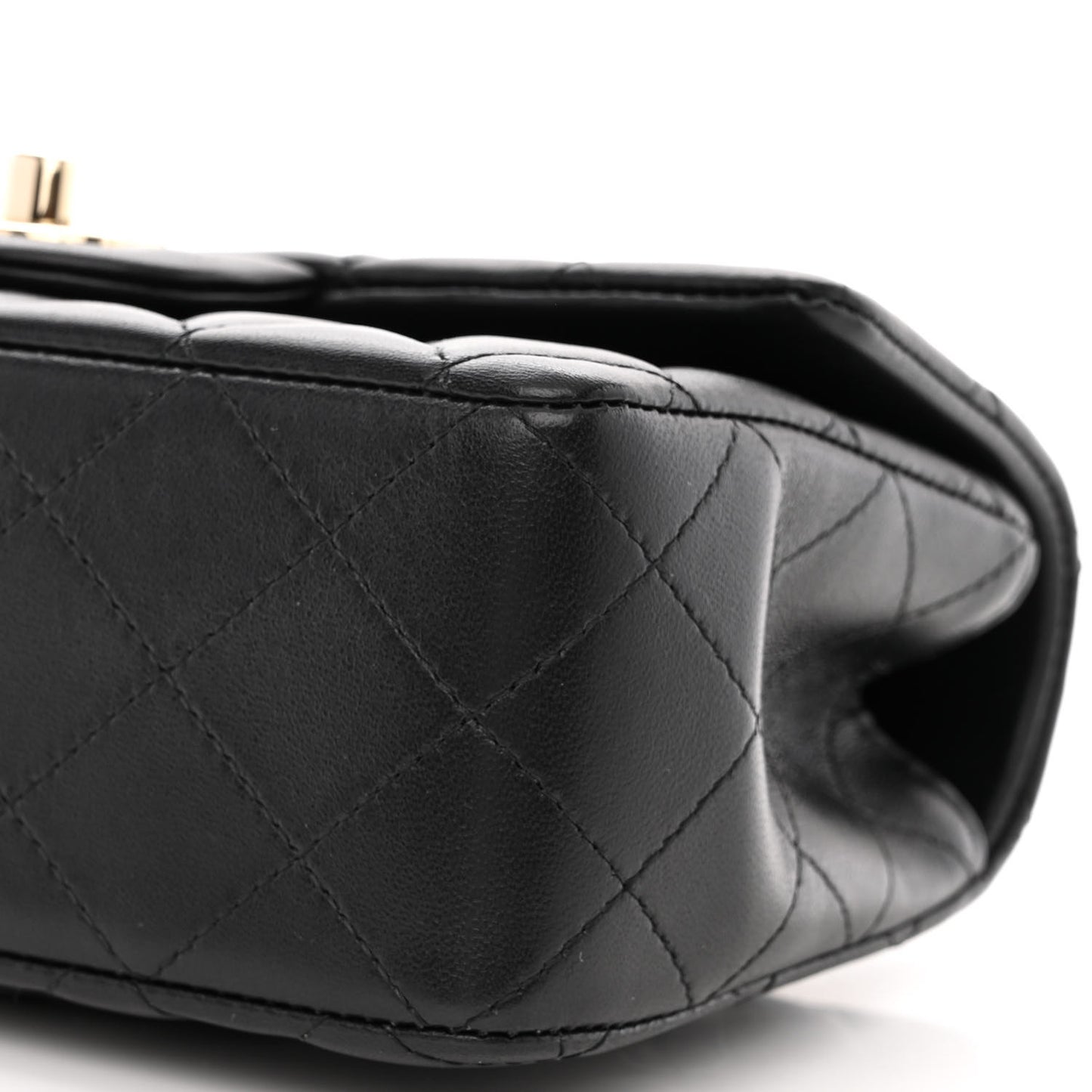 Lambskin Quilted Mini Top Handle Rectangular Flap Black