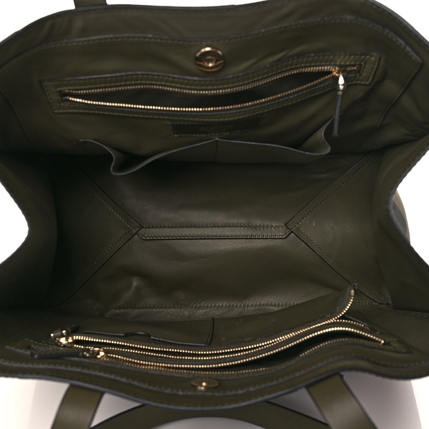 Valentino Garavani Nappa Canvas Camo Medium Rockstud Soft Tote Green 5 of 8