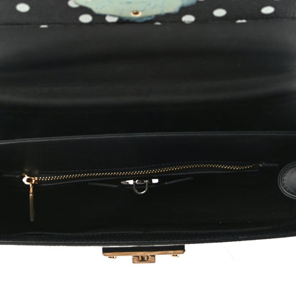 Dolce & Gabbana Calfskin Polka Dot Print Lucia Satchel Black 6 of 10
