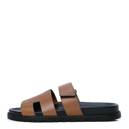 Hermes Calfskin Womens Chypre Sandals 40 Gold 1 of 4