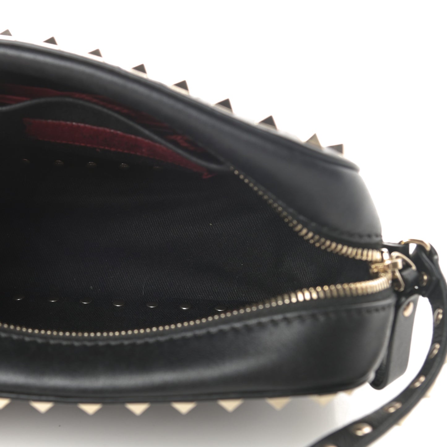 Calfskin Rockstud Camera Crossbody Bag Black
