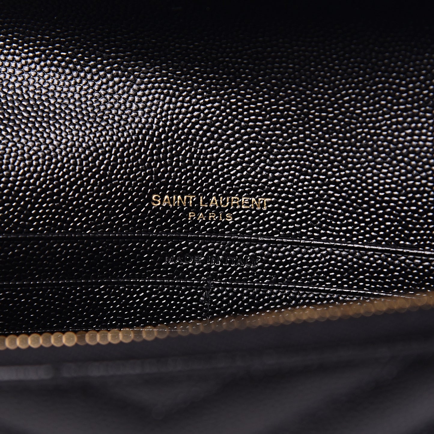 Grain De Poudre Matelasse Chevron Monogram Envelope Chain Wallet Black
