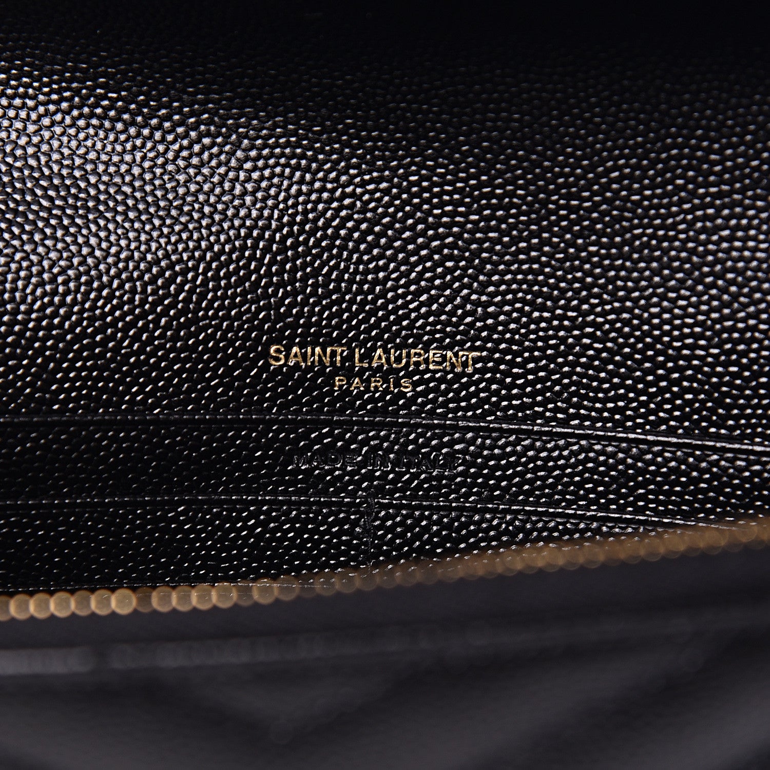 Saint Laurent Grain De Poudre Matelasse Chevron Monogram Envelope Chain Wallet Black 6 of 10
