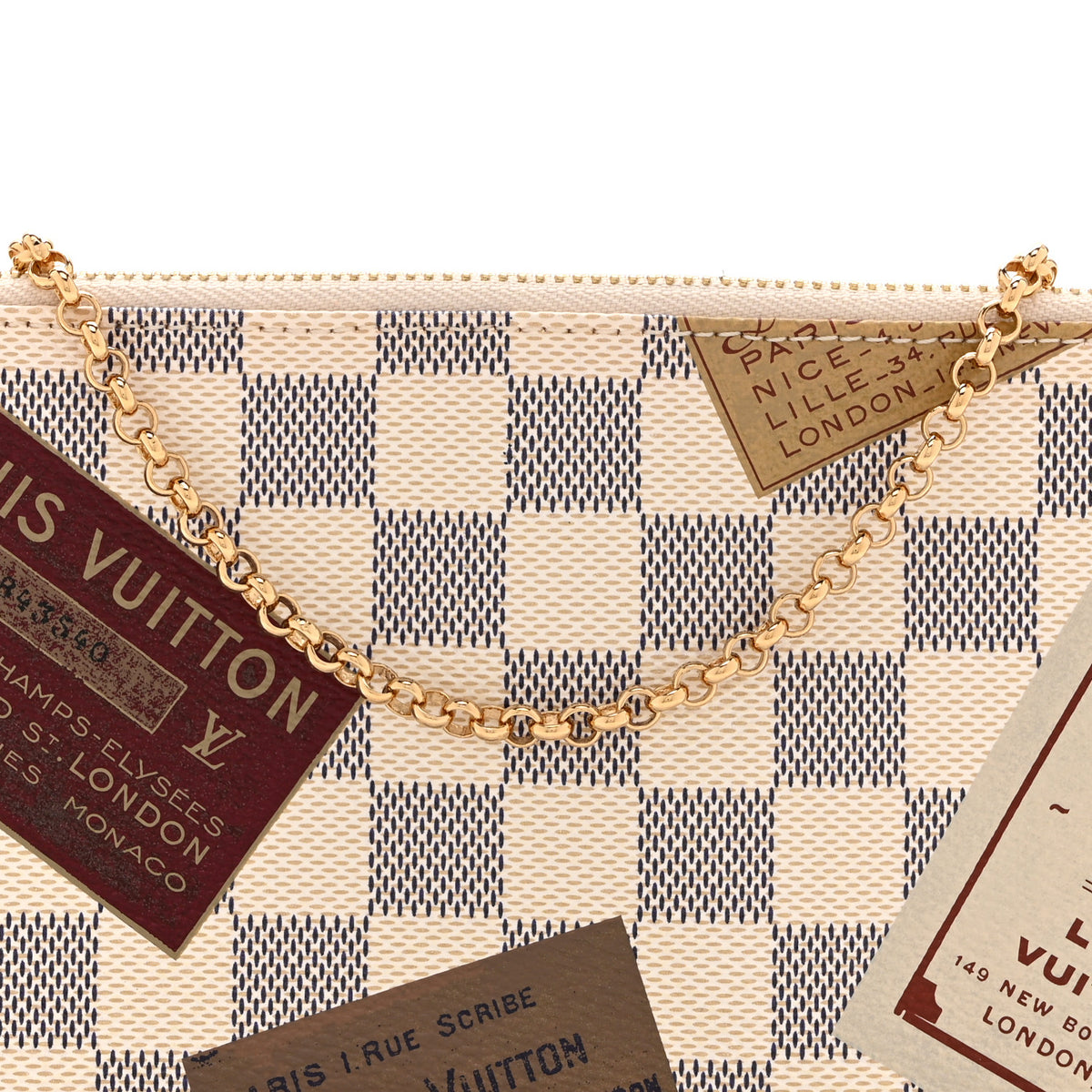 Louis Vuitton Damier Azur Trunks Labels Pochette Milla MM 8 of 10