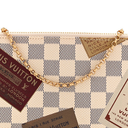 Louis Vuitton Damier Azur Trunks Labels Pochette Milla MM 8 of 10