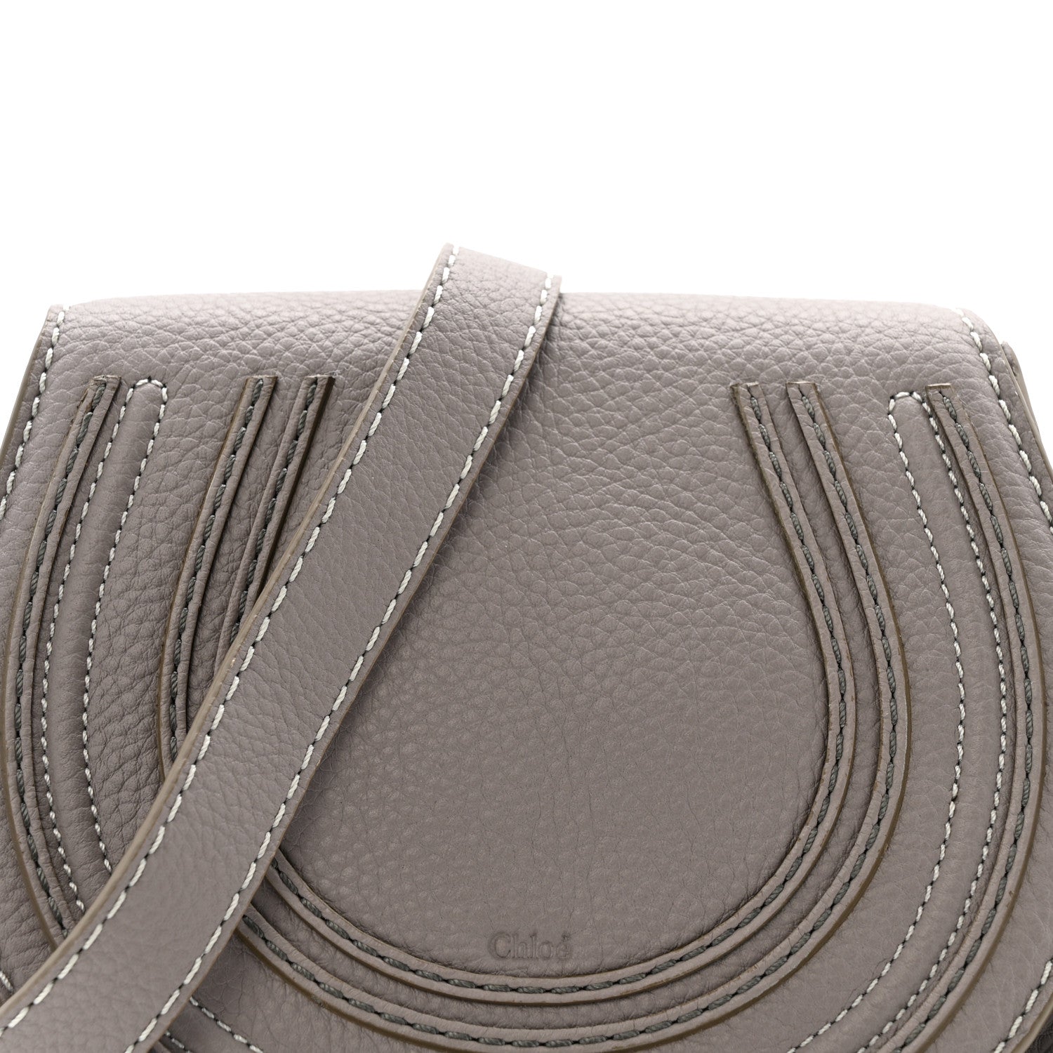 Chloe Calfskin Mini Marcie Round Crossbody Bag Cashmere Grey 8 of 13