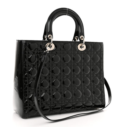 Christian Dior Patent Cannage Large Lady Dior Black 3 of 10