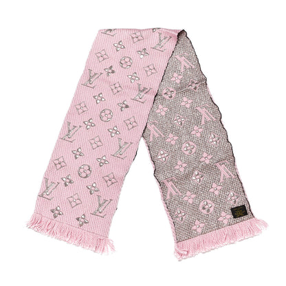 Louis Vuitton Wool Silk Logomania Shine Scarf Pink 3 of 4