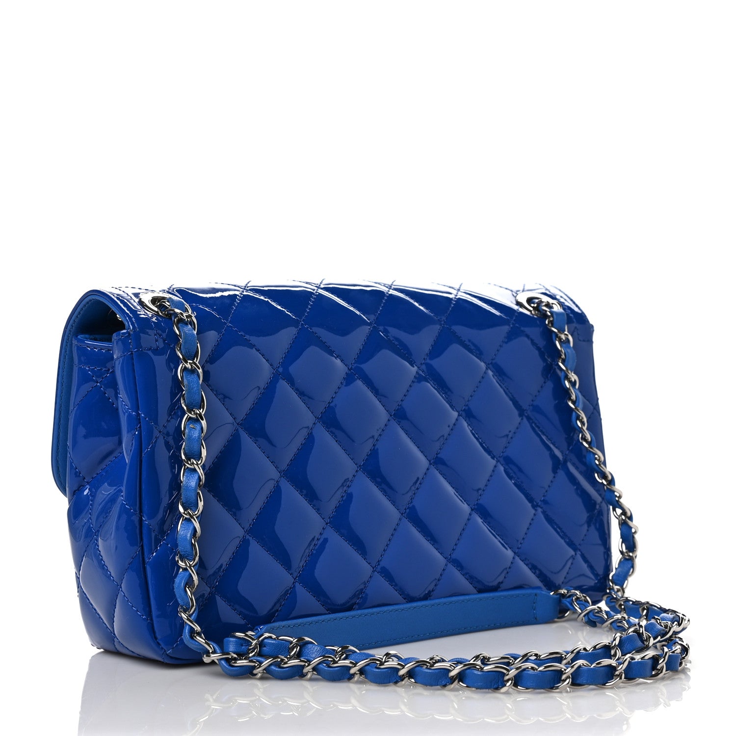 Chanel Patent Quilted Large Coco Shine Flap Blue 2 of 6
