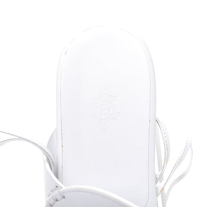 Hermes Calfskin Chaine d'Ancre Lace Up Sandals 39 White 6 of 12