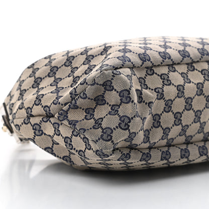 Gucci Monogram Medium Horsebit Chain Hobo Navy 9 of 11