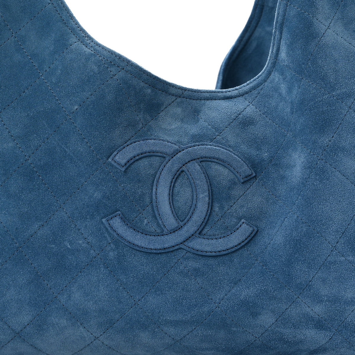 Chanel Suede Quilted Neo Cabas Small Shopping Tote Blue 9 of 11